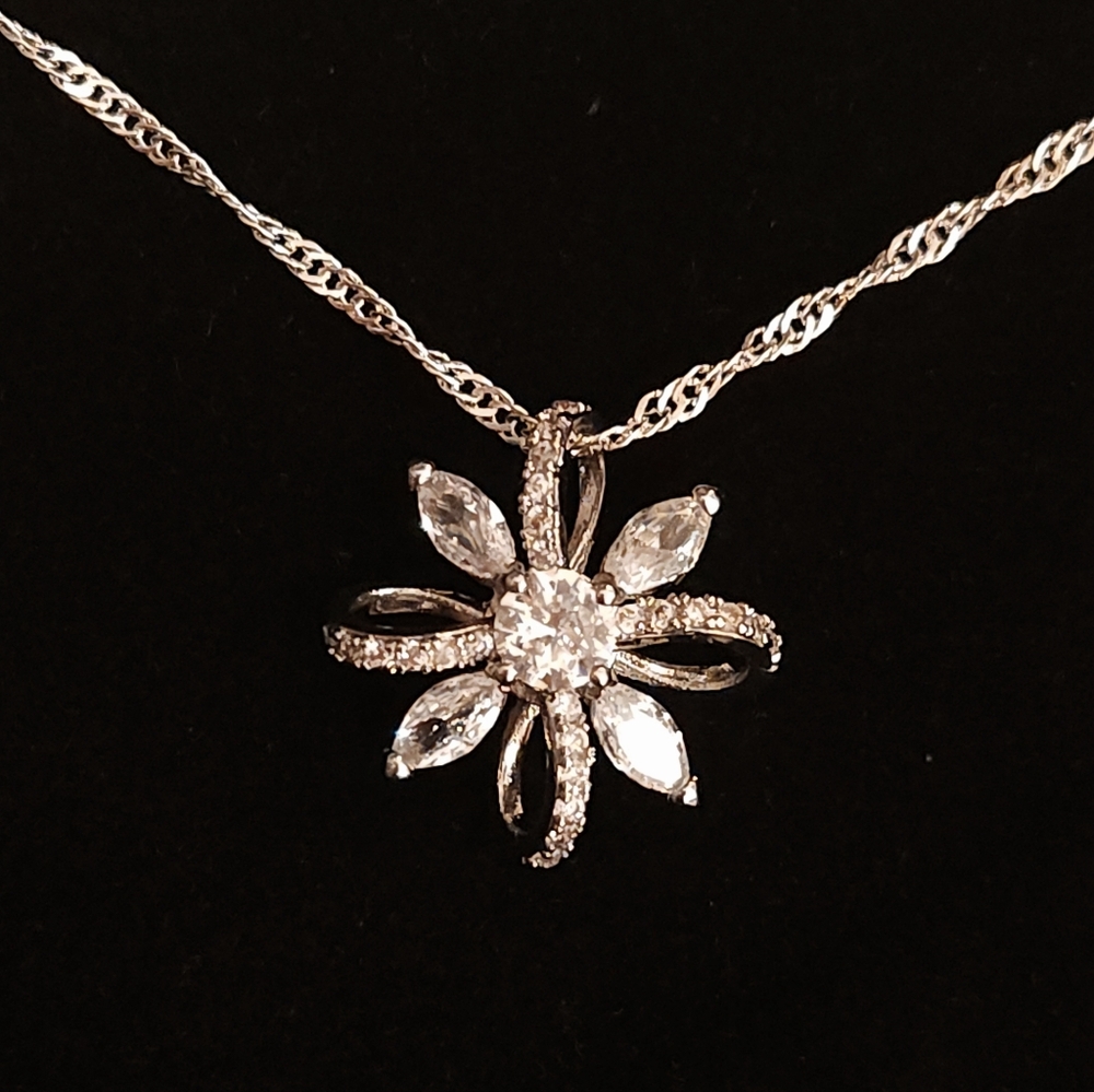 Sterling Silver Flower Shaped Necklace